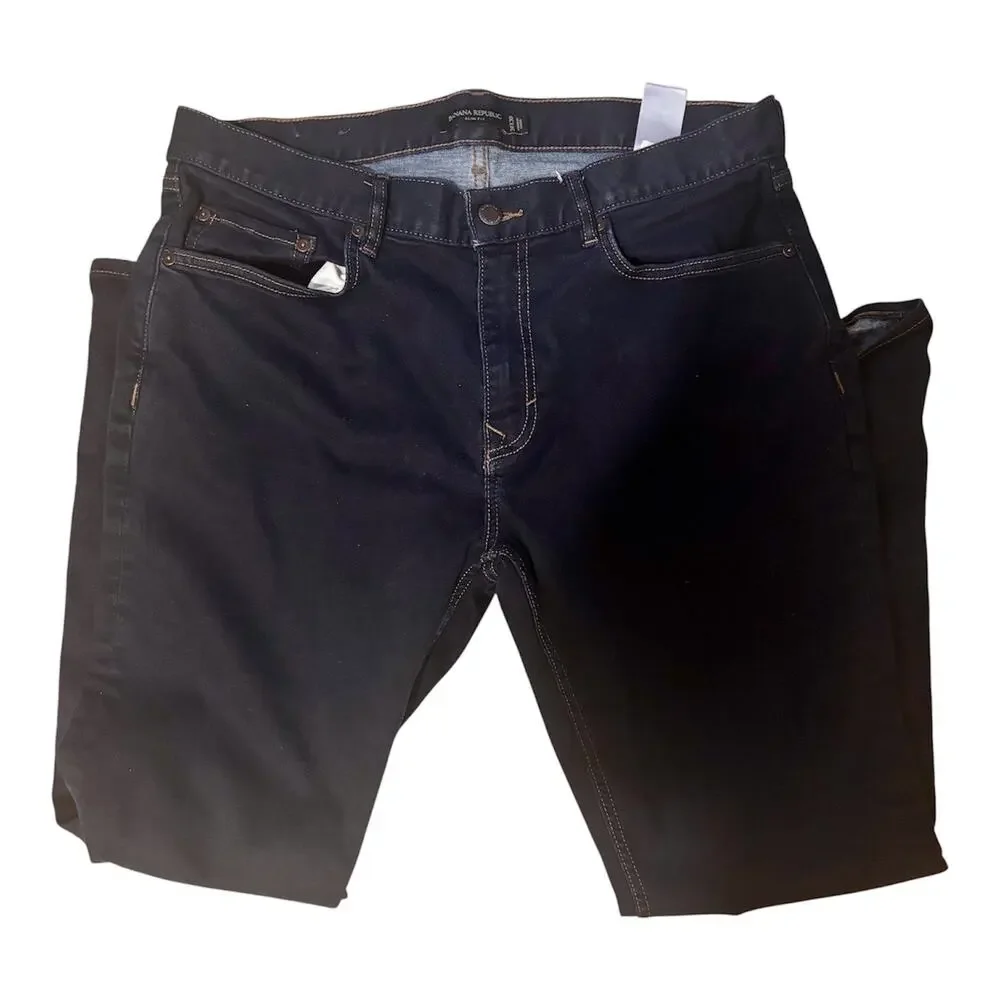 Banana Republic Rapid Movement Dark Wash Denim Slim Fit Jeans Men 34X30